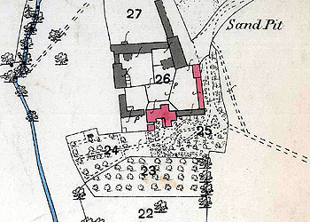 Shefford Hardwick Farmhouse on a map of 1883